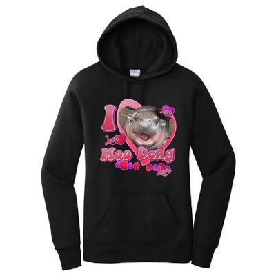 I Love Moo Deng Baby Hippo Women's Pullover Hoodie