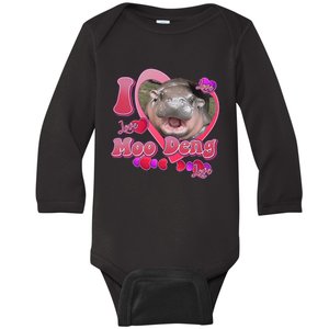 I Love Moo Deng Baby Hippo Baby Long Sleeve Bodysuit