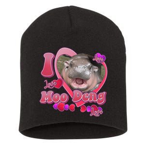 I Love Moo Deng Baby Hippo Short Acrylic Beanie