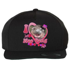 I Love Moo Deng Baby Hippo Wool Snapback Cap