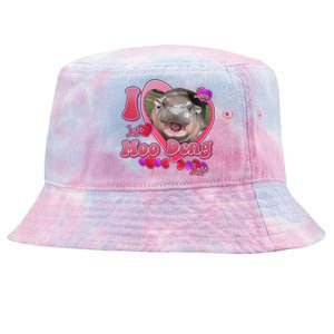 I Love Moo Deng Baby Hippo Tie-Dyed Bucket Hat