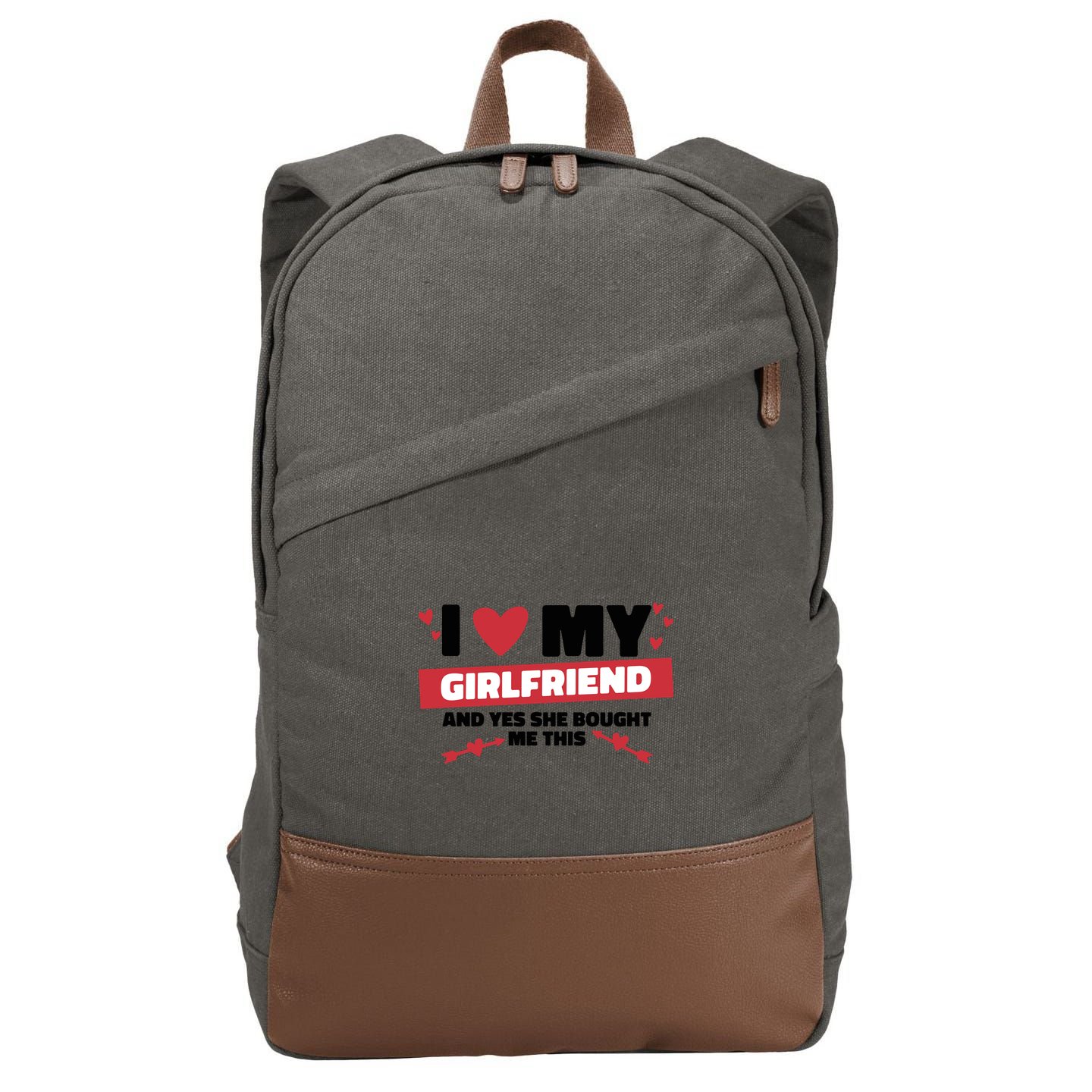 I Love My Girlfriend And Yes She Bought Me This Cotton Canvas Backpack