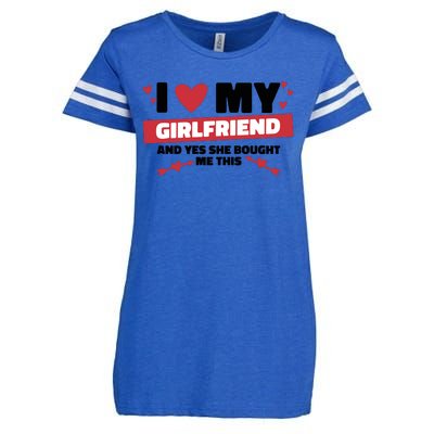 I Love My Girlfriend And Yes She Bought Me This Enza Ladies Jersey Football T-Shirt