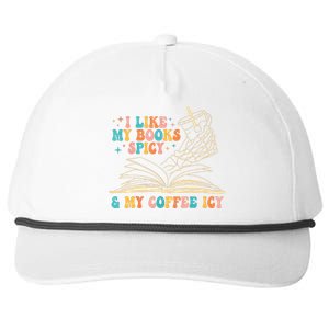 I Like My Books Spicy And My Coffee Icy Skeleton Hand Book Snapback Five-Panel Rope Hat