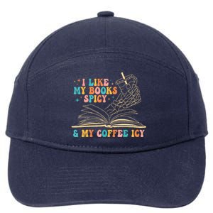 I Like My Books Spicy And My Coffee Icy Skeleton Hand Book 7-Panel Snapback Hat