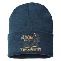 I Like My Books Spicy And My Coffee Icy Skeleton Hand Book Sustainable Knit Beanie