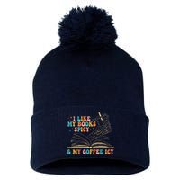 I Like My Books Spicy And My Coffee Icy Skeleton Hand Book Pom Pom 12in Knit Beanie