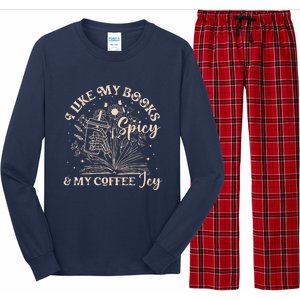 I Like My Books Spicy And My Coffee Icy Skeleton Book Lovers Long Sleeve Pajama Set