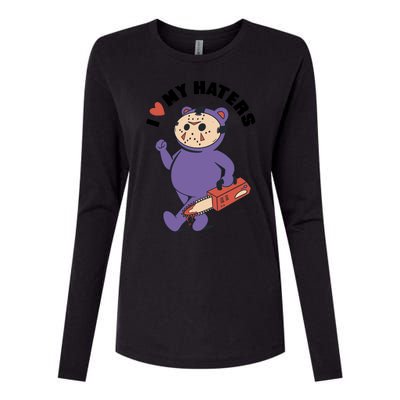 I Love My Haters Teddy Bear Womens Cotton Relaxed Long Sleeve T-Shirt