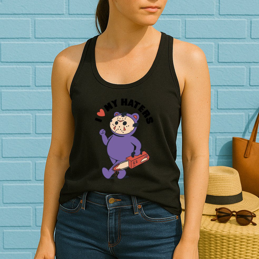 I Love My Haters Teddy Bear Womens Tank Top