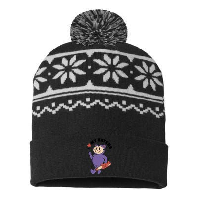 I Love My Haters Teddy Bear USA-Made Snowflake Beanie