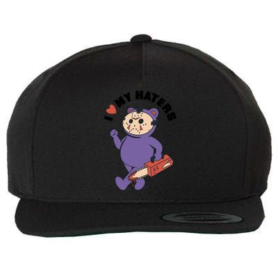 I Love My Haters Teddy Bear Wool Snapback Cap