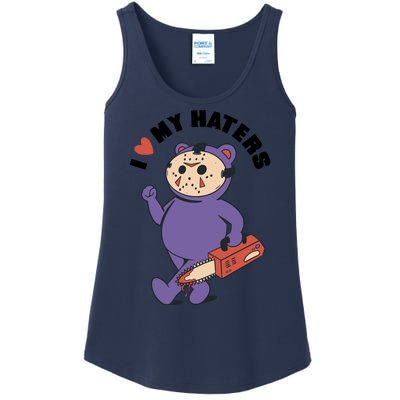 I Love My Haters Teddy Bear Ladies Essential Tank