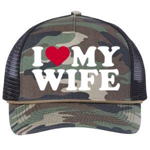 I Love My Wife Gift Retro Rope Trucker Hat Cap