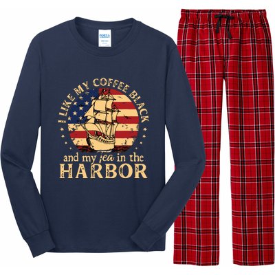 I Like My Coffee Black And My Tea In The Harbor Us History Long Sleeve Pajama Set