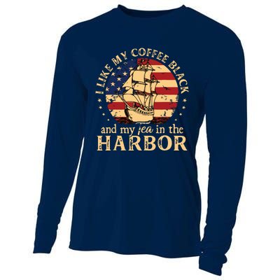 I Like My Coffee Black And My Tea In The Harbor Us History Cooling Performance Long Sleeve Crew