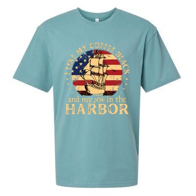 I Like My Coffee Black And My Tea In The Harbor Us History Sueded Cloud Jersey T-Shirt