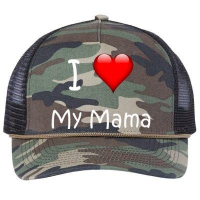 I Love My Mama Gift For Mommies Mamas And Mothers Day Gift Retro Rope Trucker Hat Cap