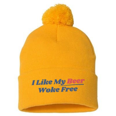 I Like My Beer Woke Free Pom Pom 12in Knit Beanie