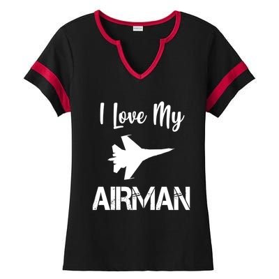 I Love My Air Trained To Fly Airplane Gift Ladies Halftime Notch Neck Tee