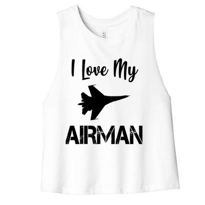 I Love My Air Trained To Fly Airplane Gift Women's Racerback Cropped Tank