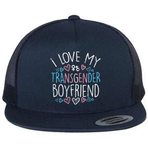 I Love My Transg Boyfriend Transsexual Transg Lgbt Women Flat Bill Trucker Hat