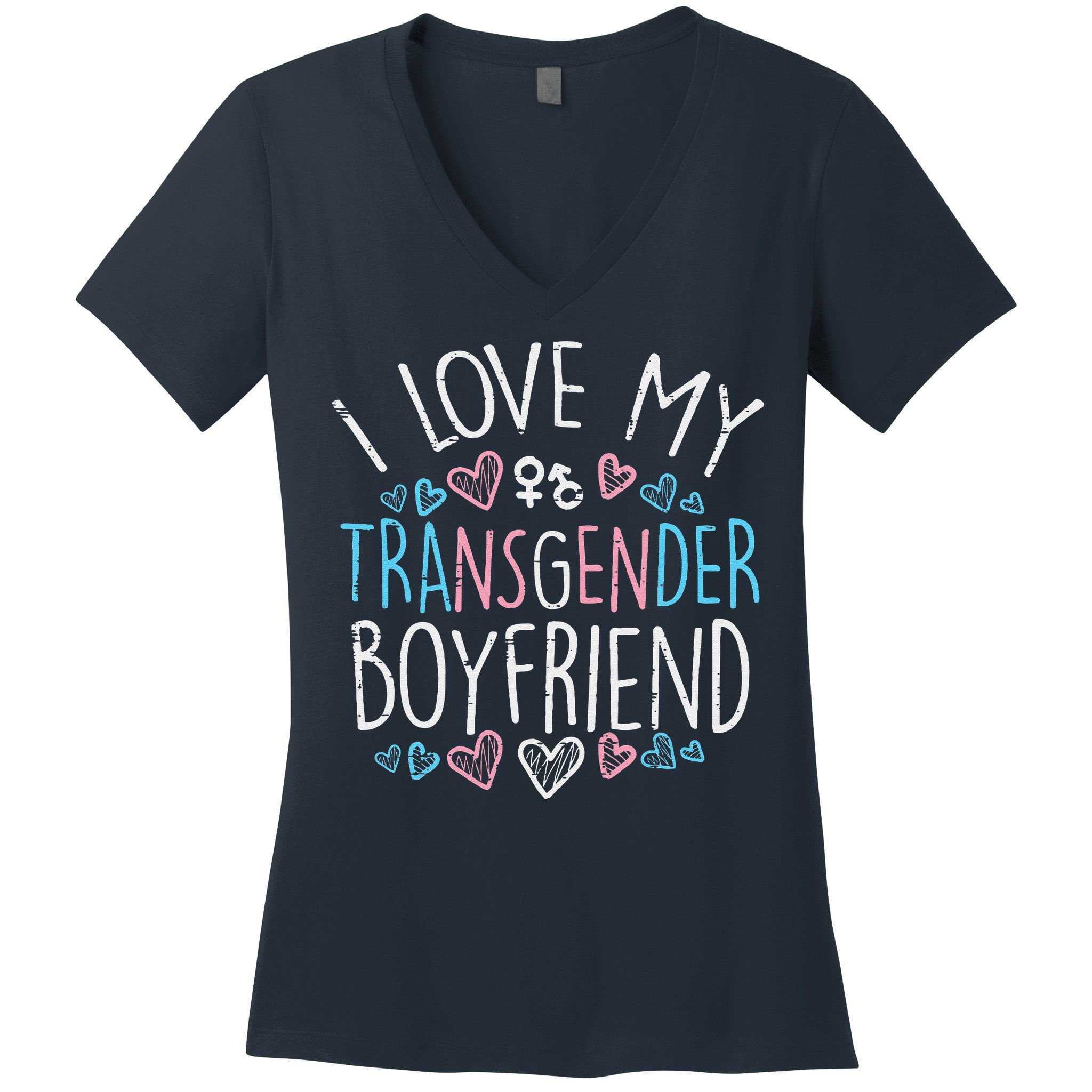 I Love My Transg Boyfriend Transsexual Transg Lgbt Women Women's V-Neck T-Shirt