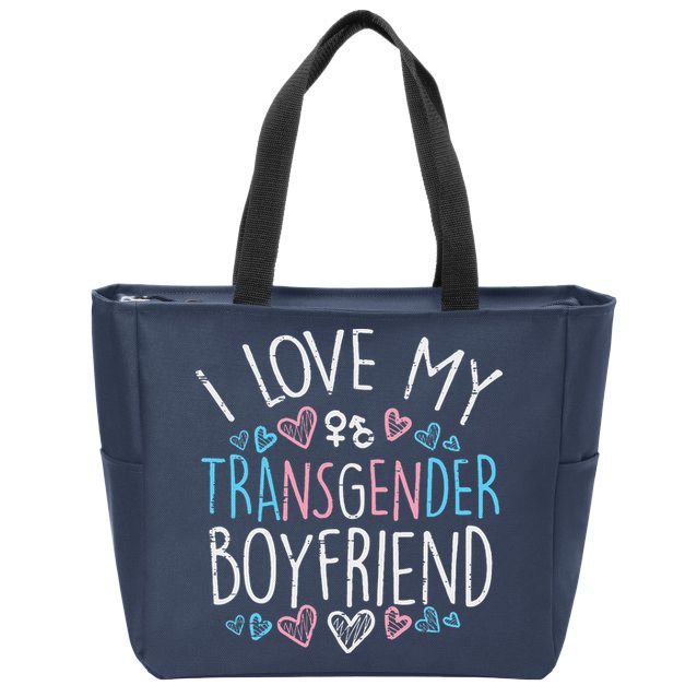 I Love My Transg Boyfriend Transsexual Transg Lgbt Women Zip Tote Bag