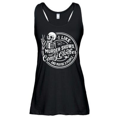 I Like Murder Shows Comfy Clothes And Maybe 3 People Skull Ladies Essential Flowy Tank