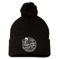 I Like Murder Shows Comfy Clothes And Maybe 3 People Skull Pom Pom 12in Knit Beanie