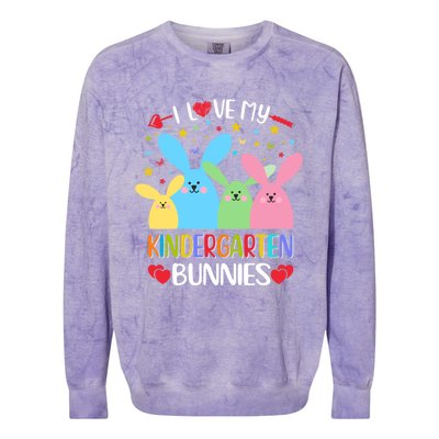 I Love My Kindergarden Bunnies Funny Teacher School Design Gift Colorblast Crewneck Sweatshirt