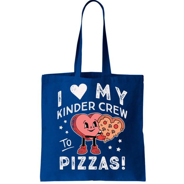 I Love My Kinder Crew To Pizzas Teacher Kindergarten Heart Funny Gift Tote Bag