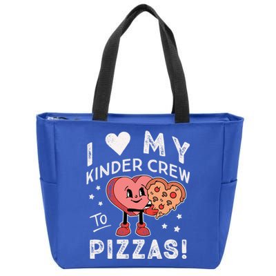 I Love My Kinder Crew To Pizzas Teacher Kindergarten Heart Funny Gift Zip Tote Bag