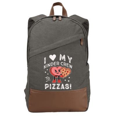 I Love My Kinder Crew To Pizzas Teacher Kindergarten Heart Funny Gift Cotton Canvas Backpack