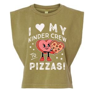 I Love My Kinder Crew To Pizzas Teacher Kindergarten Heart Funny Gift Garment-Dyed Women's Muscle Tee