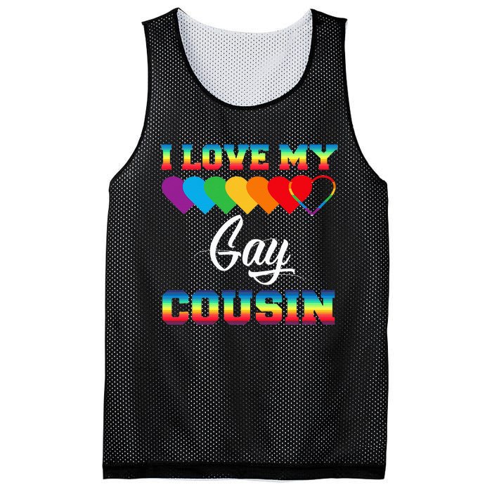 I Love My Gay Cousin Rainbow LGBT Pride Month Proud Cousin Mesh Reversible Basketball Jersey Tank