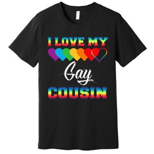 I Love My Gay Cousin Rainbow LGBT Pride Month Proud Cousin Premium T-Shirt