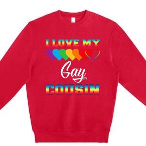 I Love My Gay Cousin Rainbow LGBT Pride Month Proud Cousin Premium Crewneck Sweatshirt