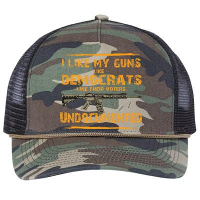 I Like My Guns Like Democrats Like Their Voters Undocumented Retro Rope Trucker Hat Cap