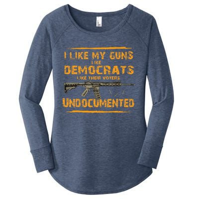 I Like My Guns Like Democrats Like Their Voters Undocumented Women's Perfect Tri Tunic Long Sleeve Shirt