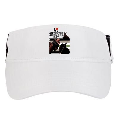I Love My Autistic Agender Cat Black Cat Adult Drive Performance Visor
