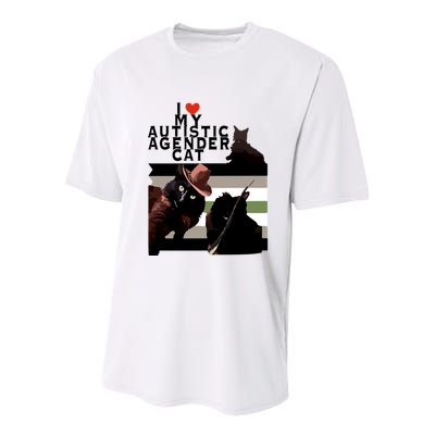 I Love My Autistic Agender Cat Black Cat Youth Performance Sprint T-Shirt