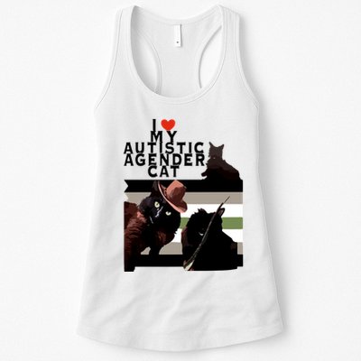 I Love My Autistic Agender Cat Black Cat Womens Tank Top