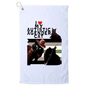 I Love My Autistic Agender Cat Black Cat Platinum Collection Golf Towel