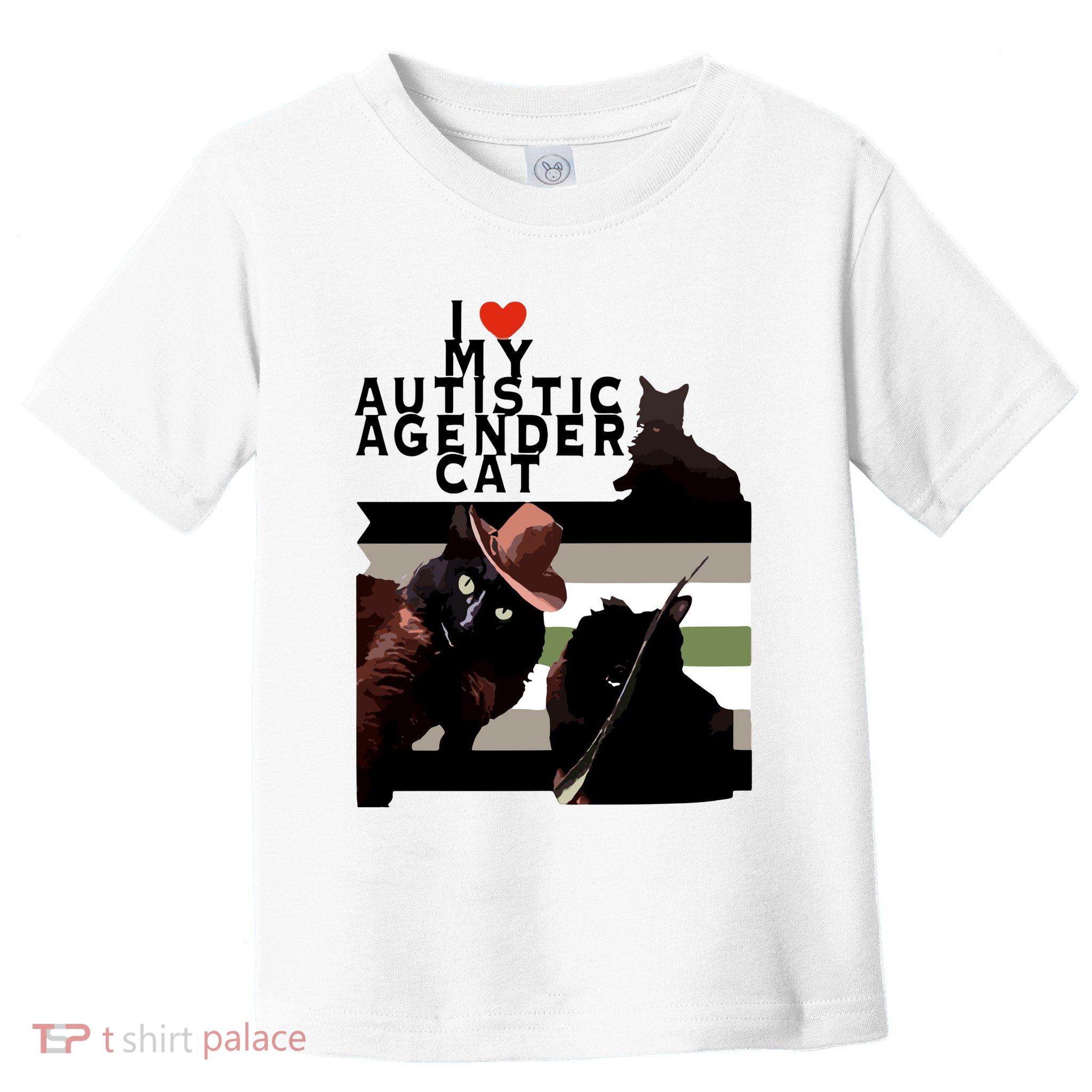 I Love My Autistic Agender Cat Black Cat Toddler T-Shirt