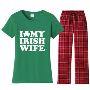 I Love My Irish Wife Shirt Novelty St Patricks Day Women's Flannel Pajama Set