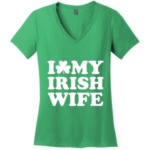 I Love My Irish Wife Shirt Novelty St Patricks Day Women's V-Neck T-Shirt