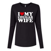 I Love My Cougar Wife I Heart My Cougar Wife Funny Couple Womens Cotton Relaxed Long Sleeve T-Shirt