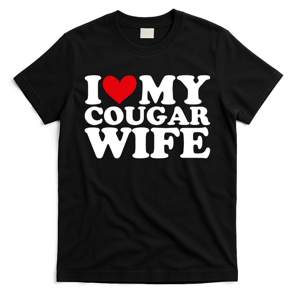 I Love My Cougar Wife I Heart My Cougar Wife Funny Couple T-Shirt