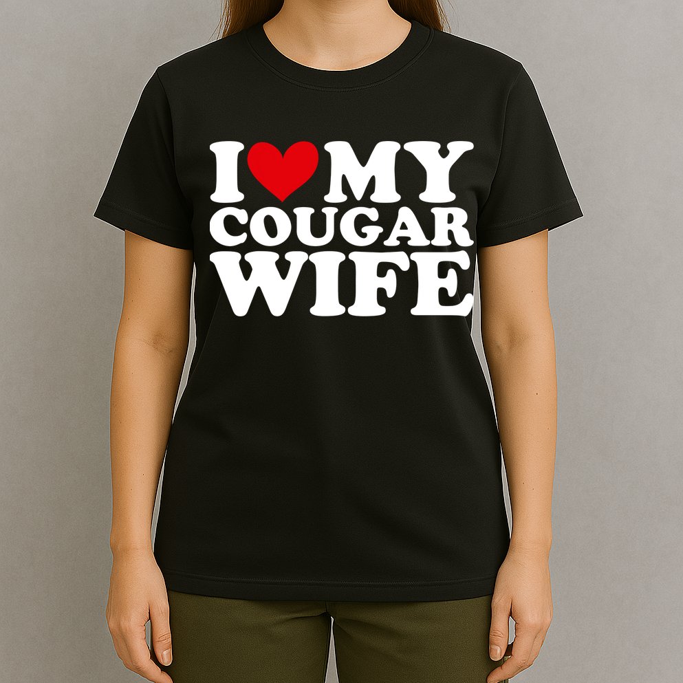 I Love My Cougar Wife I Heart My Cougar Wife Funny Couple T-Shirt